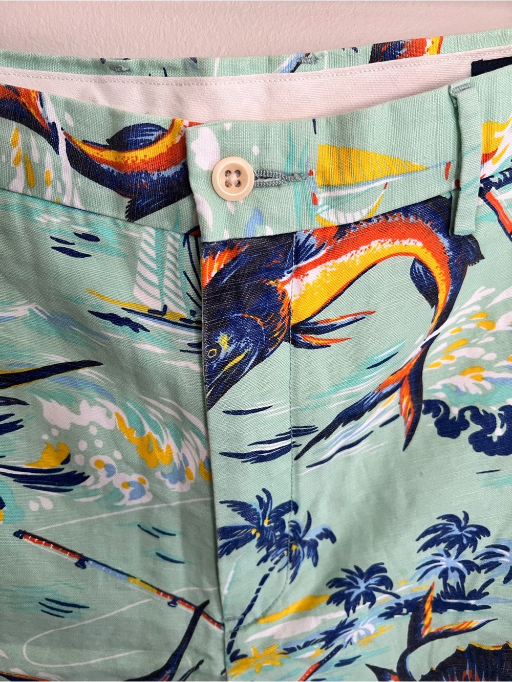 Polo Ralph Lauren Classic Fit Shorts Size 38 Marlin Fishing Linen Blend Chino. - Picture 3 of 6